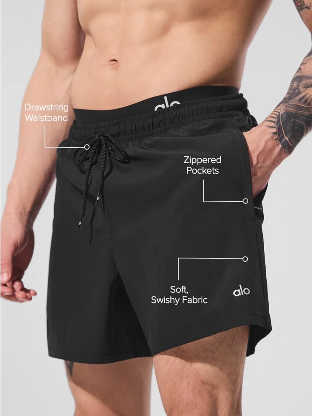 NWOT ALO Yoga 7” Circuit Short - Black Athletic Shorts with Elastic Waist